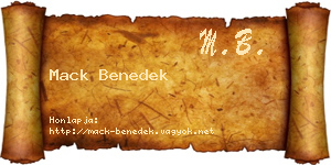 Mack Benedek névjegykártya